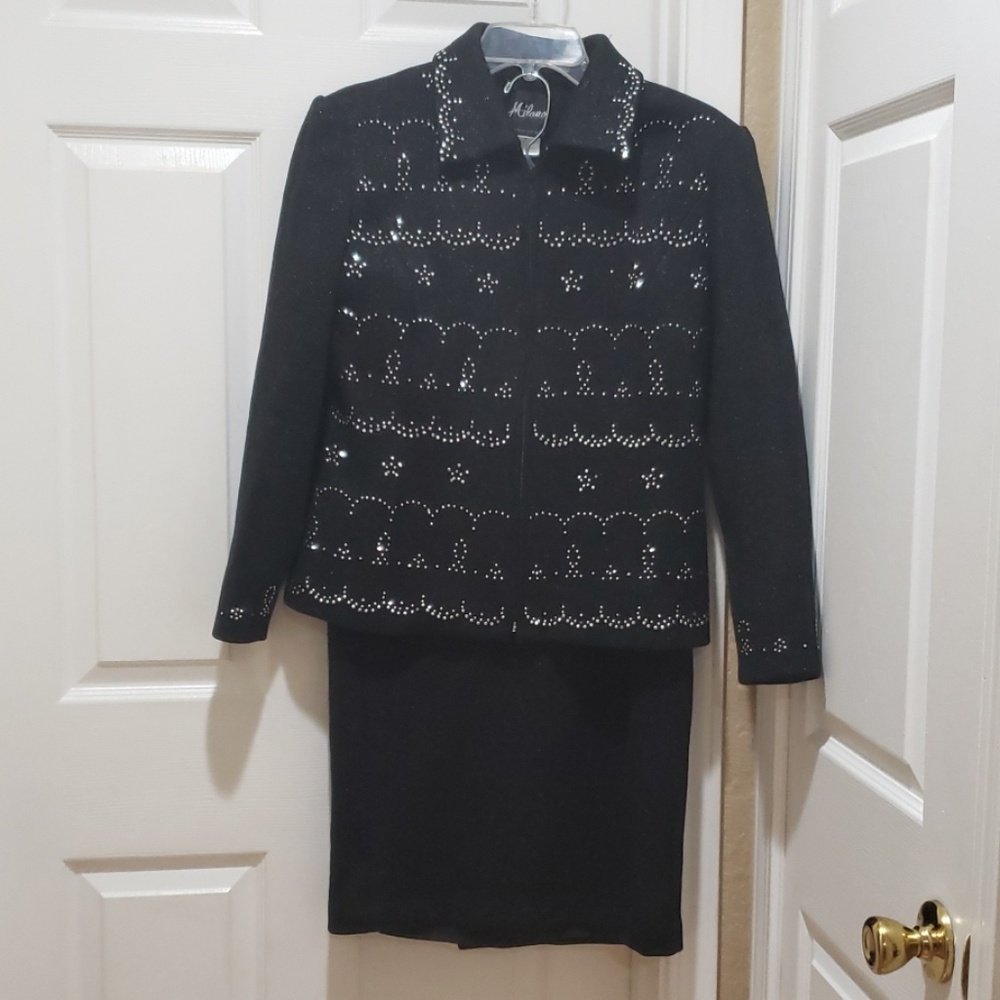 2 piece Black Suit with skirt